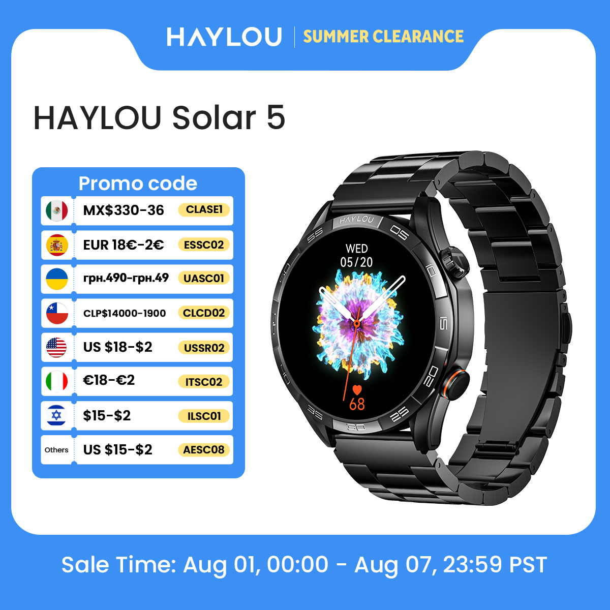 Smartwatch Health Watches - นาฬิกาอัจฉริยะ HAYLOU Solar 5 รองรับการโทรด้วยเสียง หน้าจอ