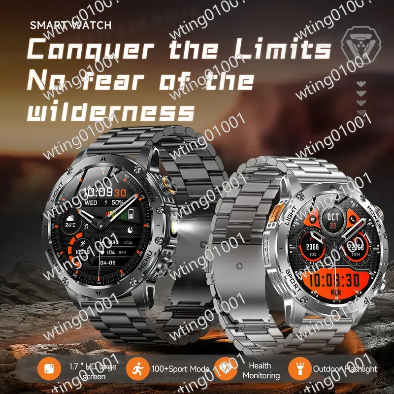 Smartwatch Watches With Bluetooth - สำหรับนาฬิกาอัจฉริยะ AK87 ไฟฉายกลางแจ้ง โทรผ่านบลูทูธ แบตเตอรี่ 1000mAh