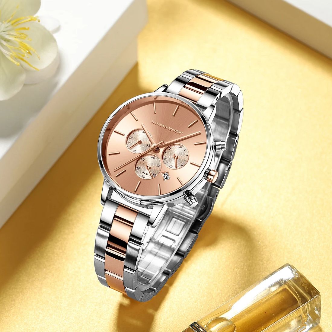 Minimalist Thin Watch - แฟชั่นผู้หญิงนาฬิกาสไตล์เรียบง่าย Multifunctional Dial ปฏิทินสแตนเลสกันน้ําหรูหราควอตซ์ TOP สุภาพสตรีนาฬิกาข้อมือ