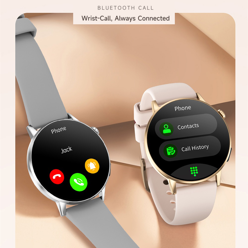 Smartwatch Luxury Watches For Women - สมาร์ทวอทช์กันน้ำ ไฟฉายในตัว หรูหราสำหรับผู้หญิง หน้าจอ AMOLED โทรผ่านบลูทูธ