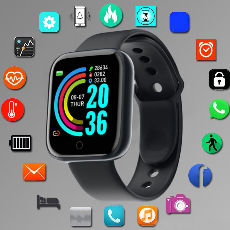 Smartwatch Watches For Men Digital - สมาร์ทวอท์ชสําหรับผู้ชายผู้หญิงโหมดกีฬาการควบคุมเพลงแคลอรี่ระยะทางฟิตเนสสมาร์ทแบนด์ข้อความเตือนสร้อยข้อมือสมาร์ท Android IOS