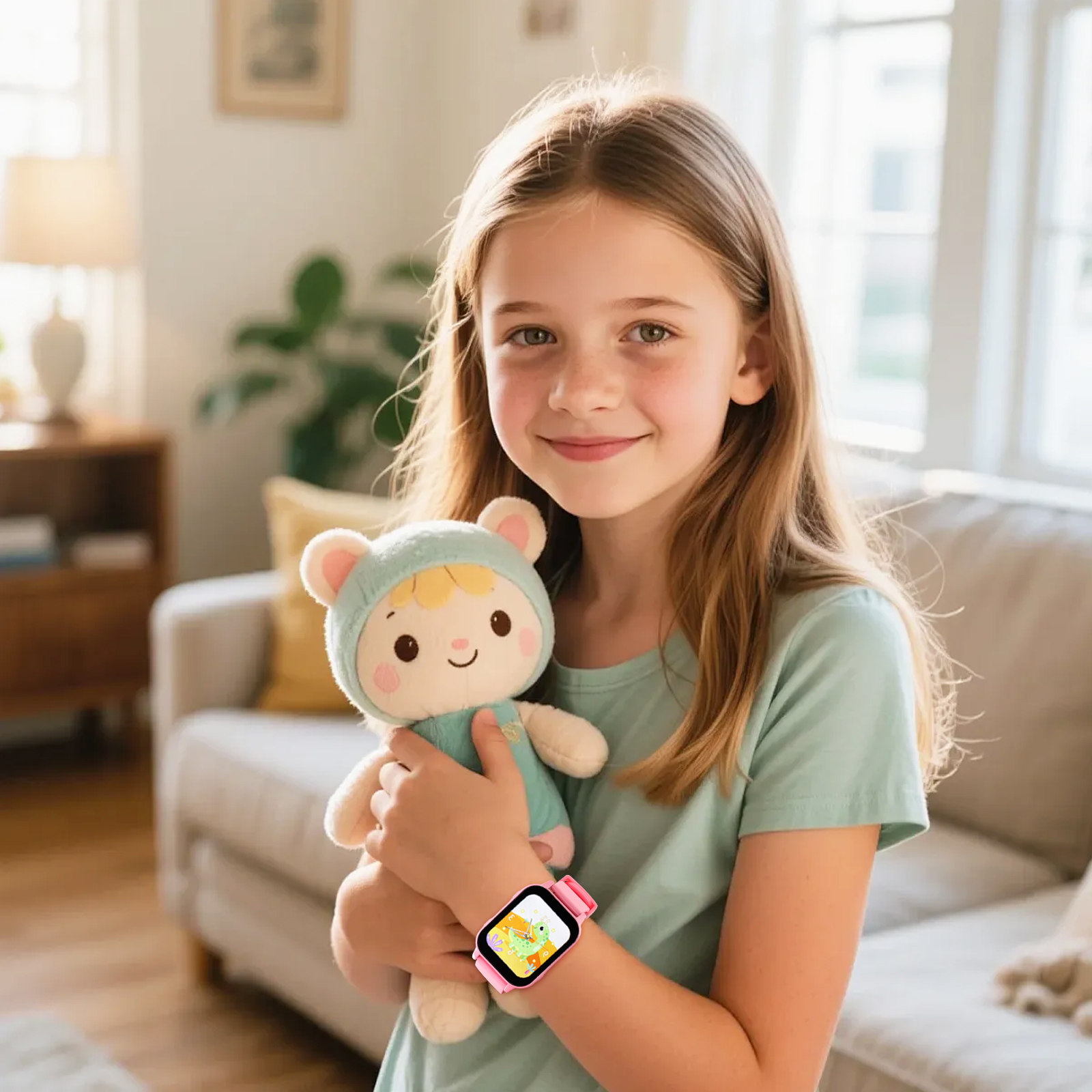 Smartwatch Pink Watches For Kids - นาฬิกาอัจฉริยะสำหรับเด็กพร้อมเกมการศึกษา นาฬิกาจับเวลาแบบดิจิตอล เครื่องนับก้าว นาฬิกาปลุก เครื่องคิดเลข เครื่องเล่นเพลง