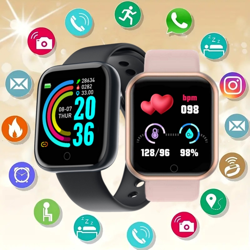 Smartwatch Watches For Men Digital - นาฬิกาสมาร์ทวอทช์สายรัดข้อมือฟิตเนสสมาร์ทวอท์ชสำหรับผู้ชาย, นาฬิกาเตือนความจำควบคุมเพลงได้ Y68 D20