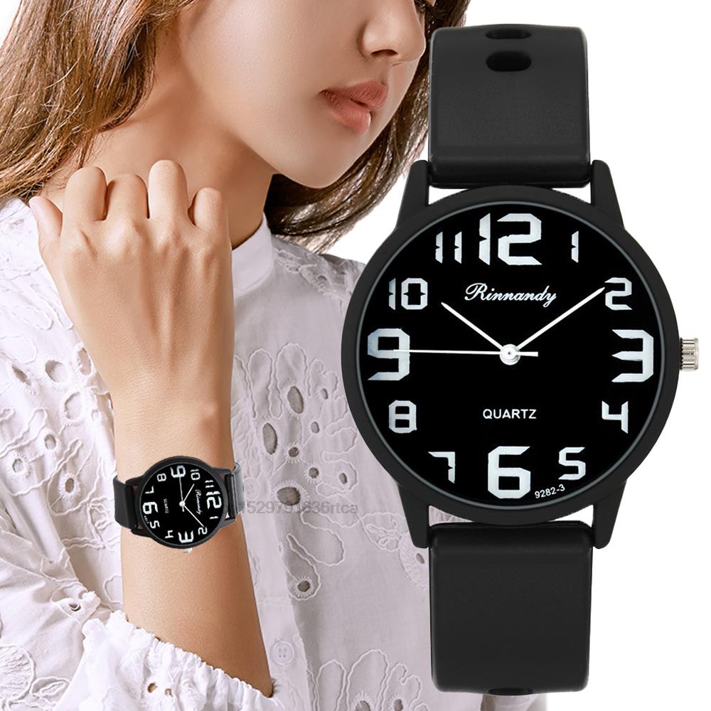 Minimalist Thin Watch - ผู้หญิงแฟชั่นนาฬิกาซิลิโคนชุด Minimalist สูงจํานวนคุณภาพ Big Dial สุภาพสตรีนาฬิกาข้อมือควอตซ์