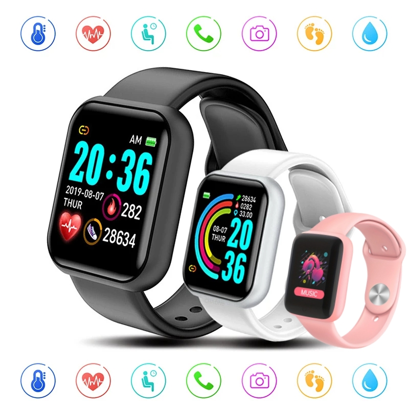Smartwatch Health Watches - นาฬิกาอัจฉริยะเล่นกีฬาบลูทูธจอสีหน้าจอแสดงภาพสุขภาพสายรัดข้อมือฟิตเนสกันน้ำวัดความดันโลหิตตรวจวัดอัตราการเต้นของหัวใจ