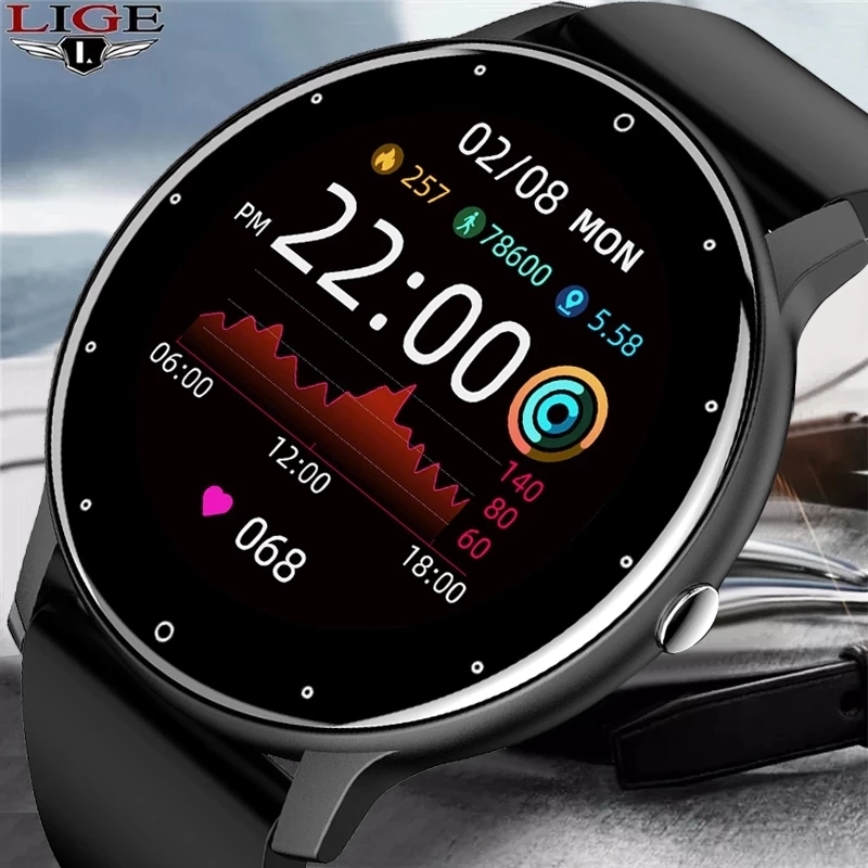 Smartwatch Watches For Men Digital - LIGE 2026 สมาร์ทวอทช์รุ่นใหม่สำหรับผู้ชาย หน้าจอสัมผัสเต็มรูปแบบ นาฬิกาออกกำลังกายกันน้ำระดับ IP67