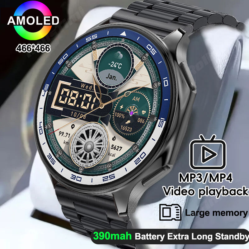 Timex Watches Smartwatch - 1.43 AMOLEDสมาร์ทนาฬิกา3D Surround Vision 4GBหน่วยความจําขนาดใหญ่IP68 Smartwatchผู้ชาย2024ใหม่TWSหูฟังสําหรับOPPOนาฬิกาX