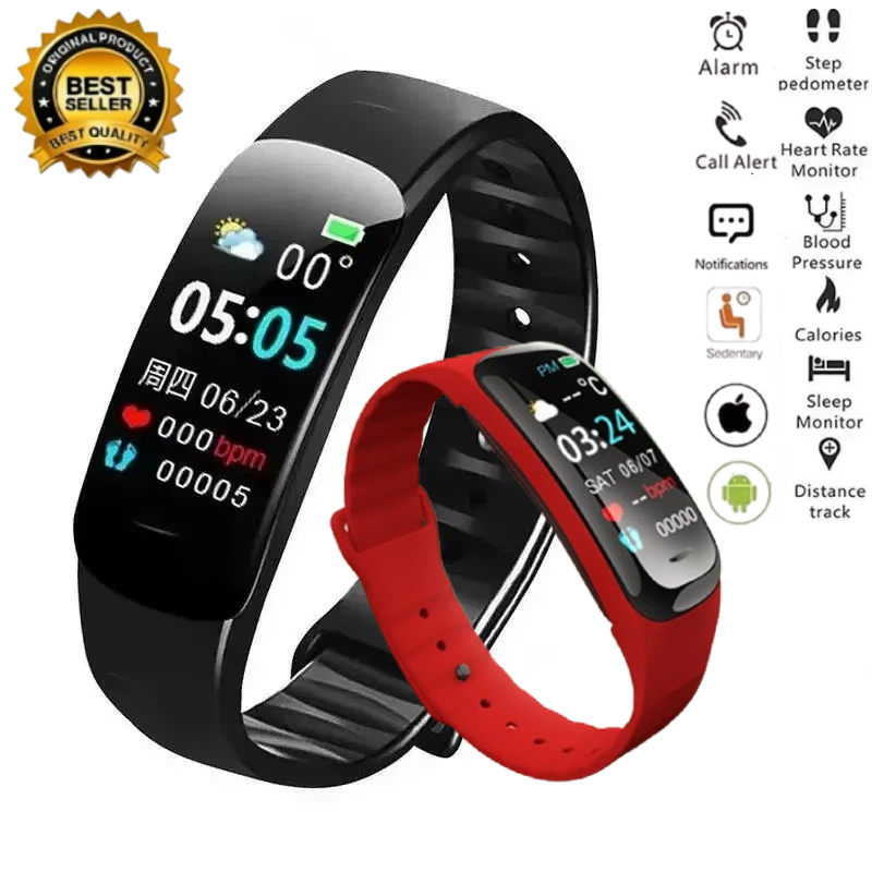 Smartwatch Watches With Bluetooth - C1 พลัสสมาร์ทวอทช์ฟิตเนสแทรคเกอร์บลูทูธเครื่องวัดอัตราการเต้นของหัวใจเครื่องวัดความดันโลหิตนับจำนวนก้าวสร้อยข้อมือกีฬาสำหรับผู้ชายผู้หญิง 2026