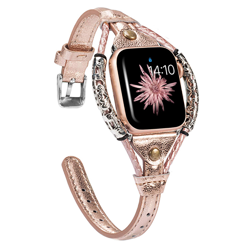 Smartwatch Luxury Watches For Women - สายหนังแท้สําหรับ Apple Watch Band 40 มม.44