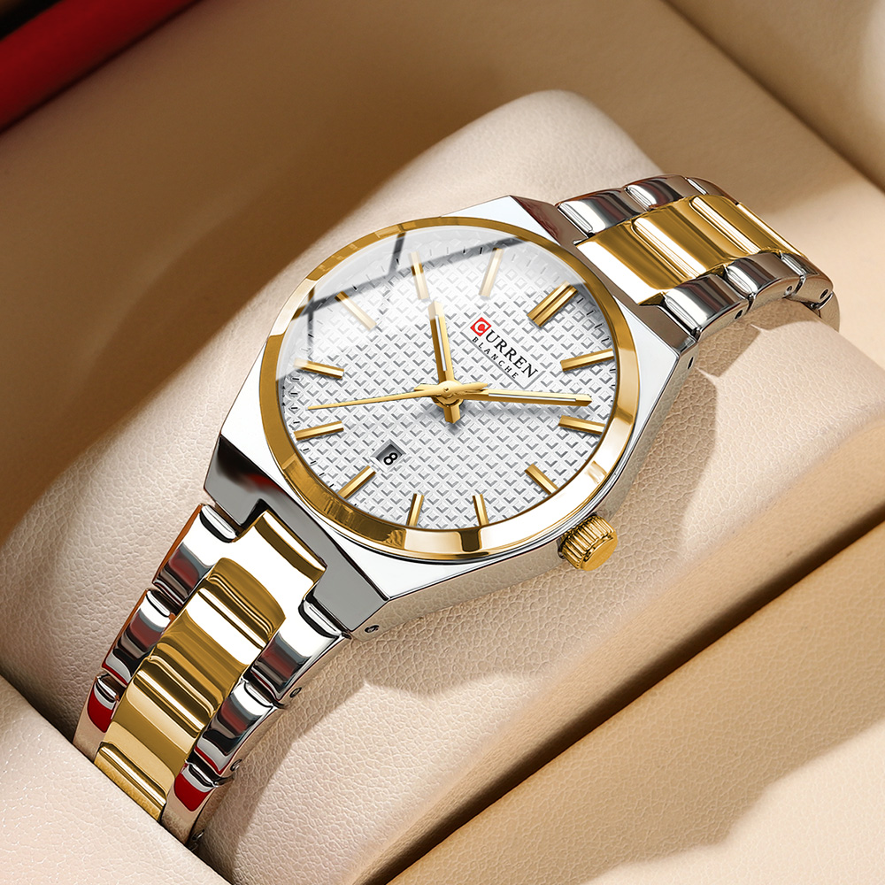 Minimalist Thin Watch - CURREN นาฬิกาควอตซ์สำหรับผู้หญิง, นาฬิกาควอทซ์สแตนเลสสตีลแฟชั่นหน้าปัดหรูหรากันน้ำเรืองแสงสำหรับสุภาพสตรี