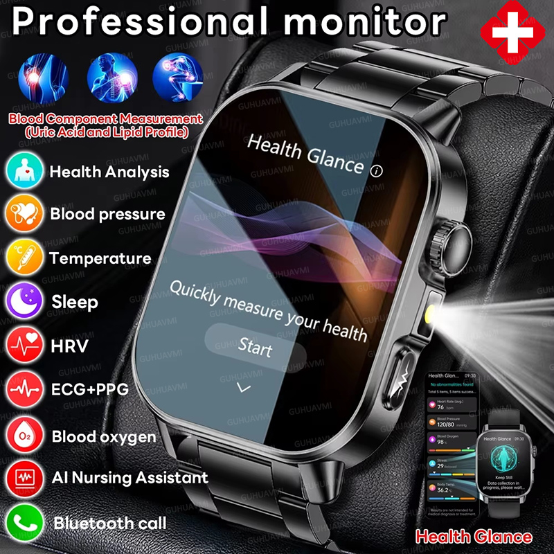 Smartwatch Health Watches - นาฬิกาสมาร์ทวอทช์สำหรับผู้ชาย รุ่นใหม่ ระดับพยาบาล พร้อมฟังก์ชันวัดคลื่นไฟฟ้าหัวใจ (ECG) และ