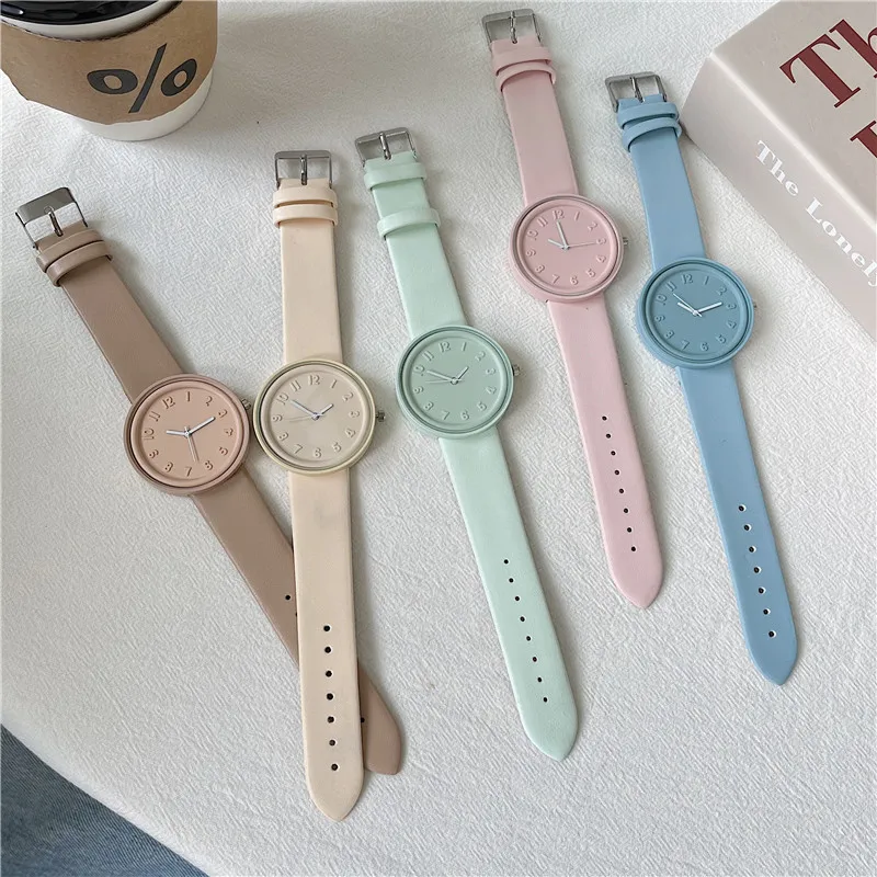 Minimalist Thin Watch - Makaron Color Series นาฬิกาผู้หญิงแฟชั่นคุณภาพสูงนาฬิกาควอตซ์เหมาะสําหรับเสื้อผ้าลําลองอุปกรณ์เสริม INS ร้อน