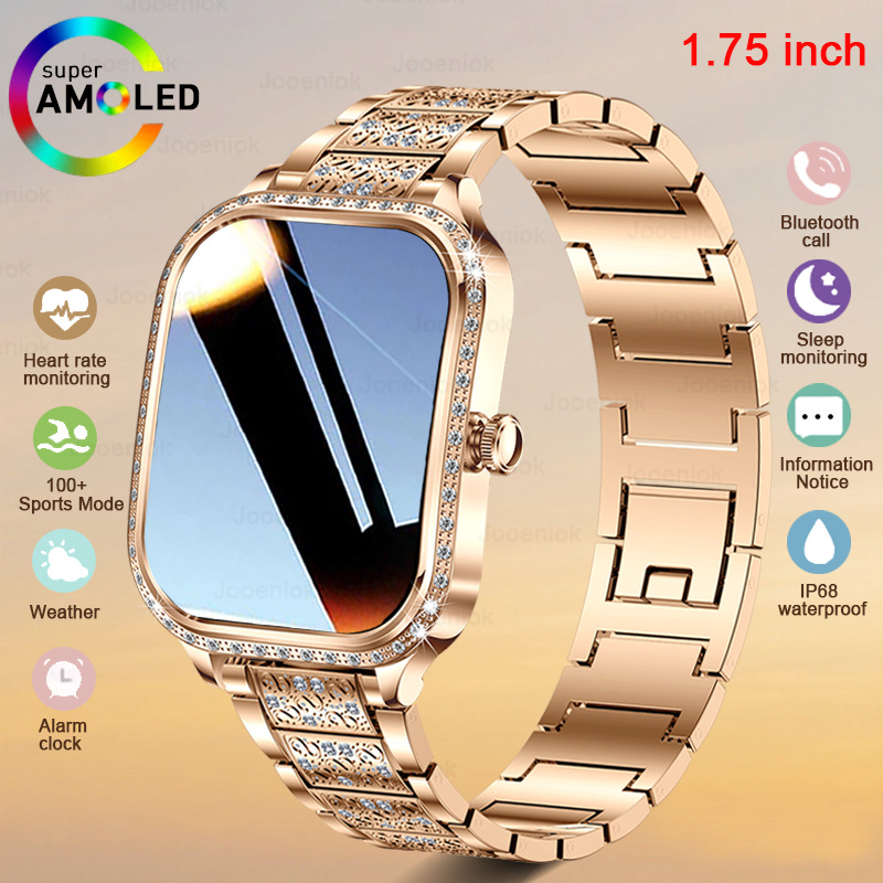 Watches Ladies Smartwatch - นาฬิกาสมาร์ทวอทช์แฟชั่นใหม่สำหรับผู้หญิง วัดอัตราการเต้นของหัวใจ หน้าจอ HD 1.75 นิ้ว