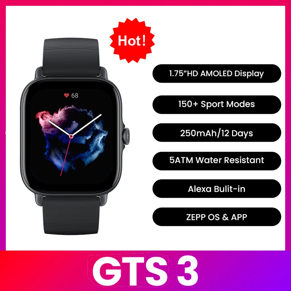 Smartwatch Refurbished Watches - สมาร์ทวอทช์ Amazfit GTS 3 กันน้ำ 5ATM