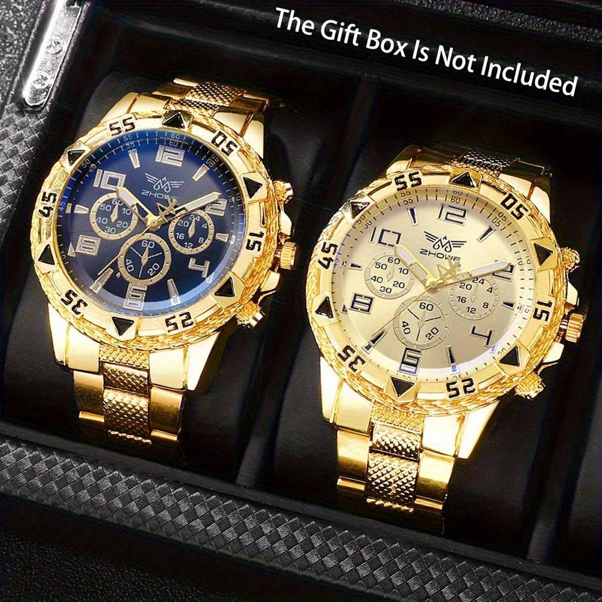 Smartwatch Watches For Men Digital - 2 ชิ้น/เซ็ตนาฬิกาธุรกิจสำหรับผู้ชายแฟชั่นหน้าปัดภาษาอาหรับสายเหล็กชุดนาฬิกาควอทซ์ชาย (ไม่มีกล่อง)