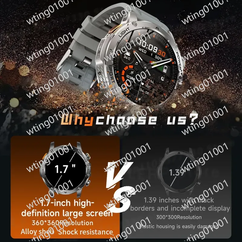 สำหรับนาฬิกาอัจฉริยะ AK87 ไฟฉา - Smartwatch Watches With Bluetooth บทวิจารณ์และราคา