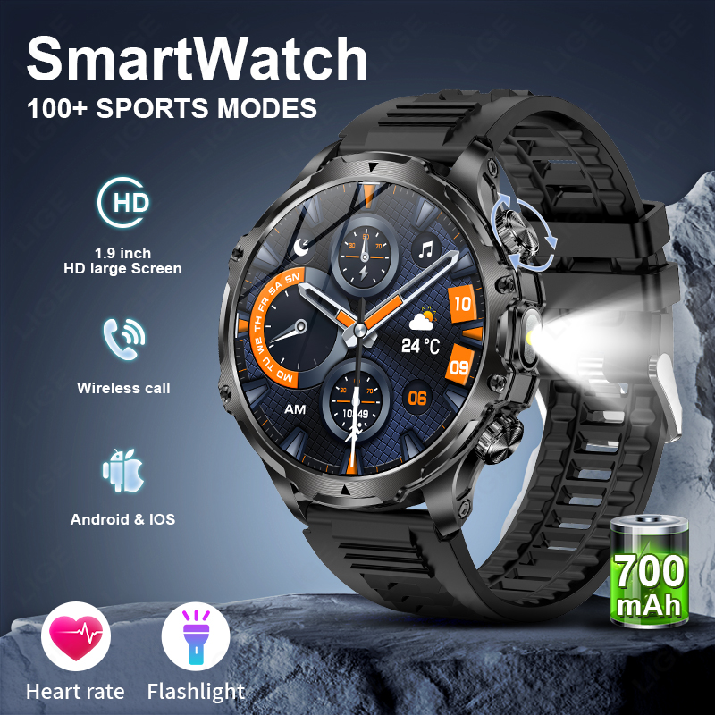 LIGE Smartwatch ทหารผู้ชาย 1.9 - Timex Watches Smartwatch บทวิจารณ์และราคา