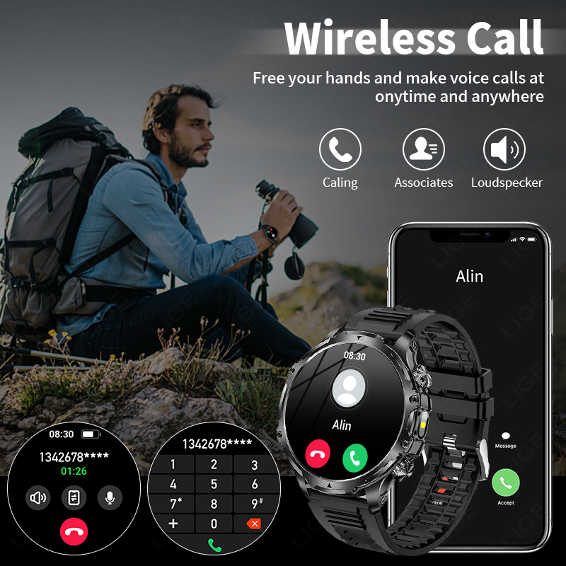 LIGE Smartwatch ทหารผู้ชาย 1.9 - Timex Watches Smartwatch บทวิจารณ์และราคา
