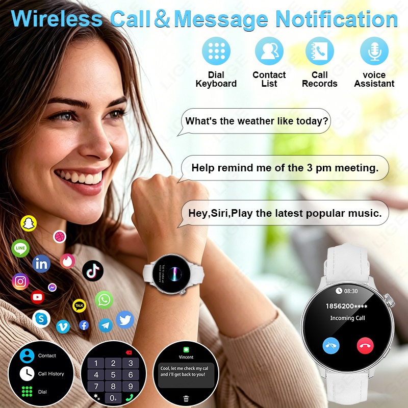 LIGE นาฬิกาอัจฉริยะสำหรับผู้หญ - Smartwatch Luxury Watches For Women บทวิจารณ์และราคา