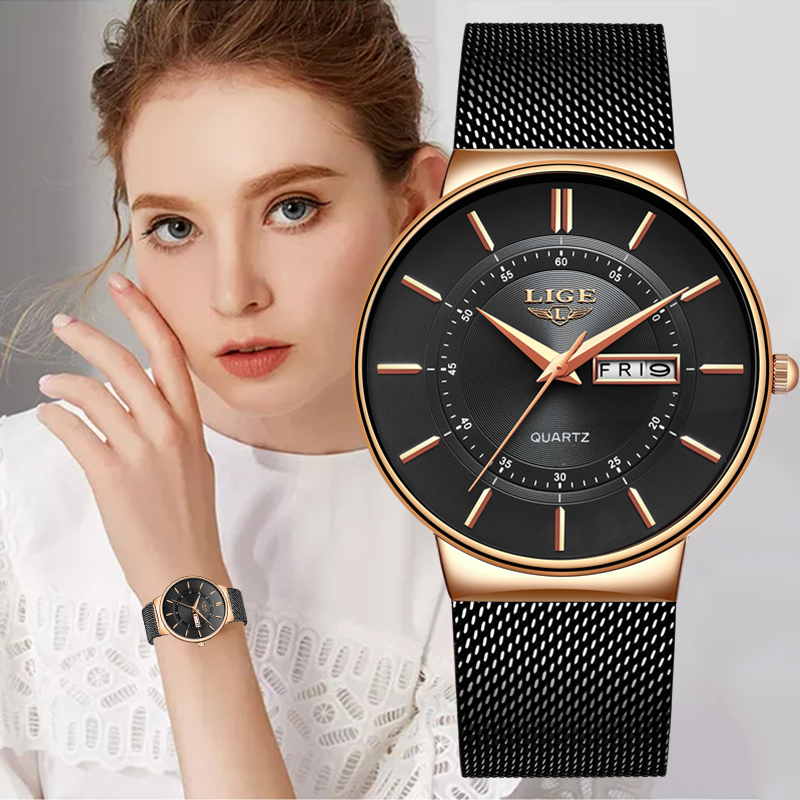 นาฬิกาข้อมือผู้หญิง LIGE แบรนด - Minimalist Thin Watch บทวิจารณ์และราคา