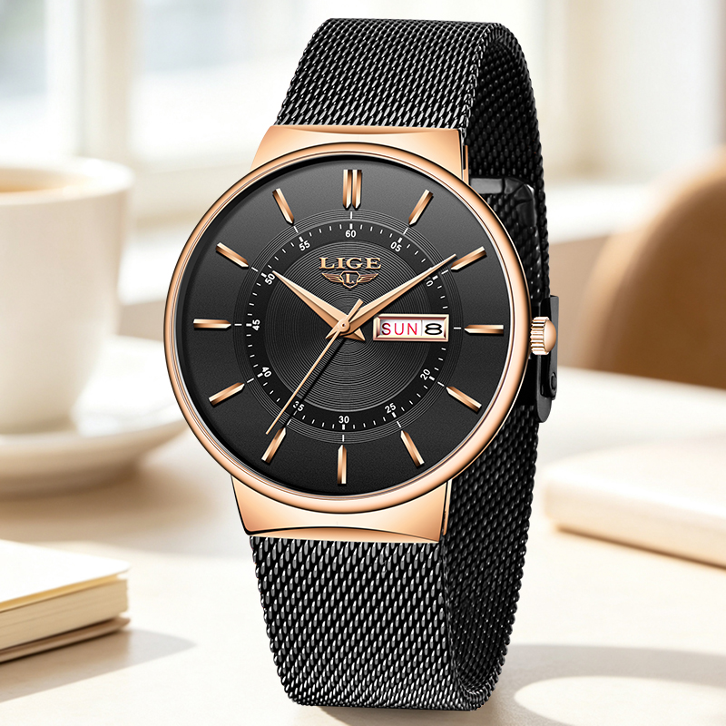 นาฬิกาข้อมือผู้หญิง LIGE แบรนด - Minimalist Thin Watch บทวิจารณ์และราคา