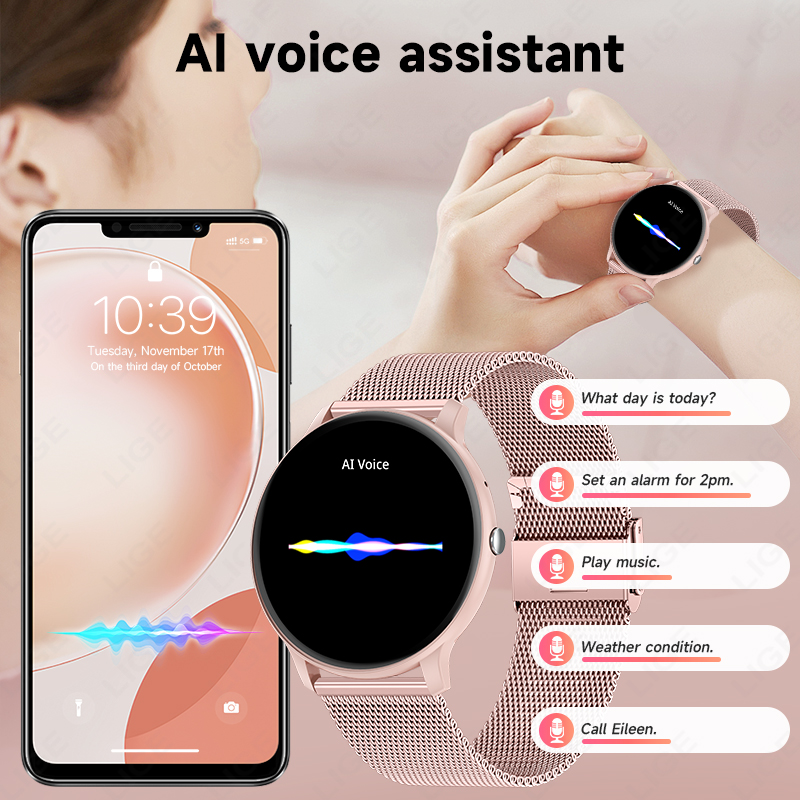 LIGE กันน้ำผู้หญิงสมาร์ทวอทช์ว - Watches Ladies Smartwatch บทวิจารณ์และราคา